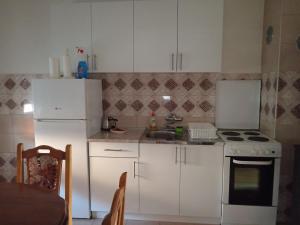 a kitchen with a white refrigerator and a sink at Ema in Bajina Bašta