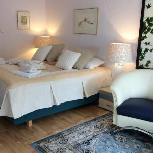 Säng eller sängar i ett rum på Solrosen i Simrishamn - Österlen