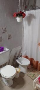 a bathroom with a toilet and a sink at Alojamiento en Malargue in Malargüe