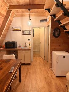 a kitchen with a refrigerator and a table in a room at Max view Chalet Žabljak in Žabljak +8 photos