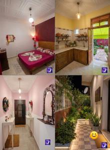a collage of four pictures of a bathroom at Résidence belhain jijel in Jijel