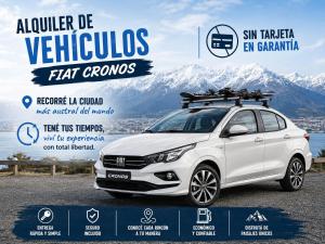 a flyer for a car rental company with a car with a rack on the roof at Cabaña con balcón luminosa in Ushuaia