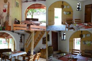 four images of a room with a table and chairs at Wieża Na Górce in Kunów