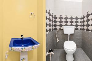 two pictures of a bathroom with a toilet and a sink at Hotel O Shadnagar Formerly Sri Jogulamba Residency in Bālānagar