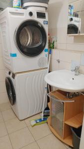 a washing machine and a sink in a kitchen at Cozy Apartment Koblenz in Koblenz