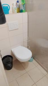 a bathroom with a toilet in the corner of a room at Cozy Apartment Koblenz in Koblenz