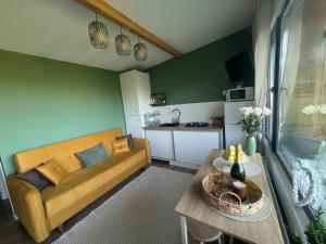 a living room with a couch and a table at Casa Tamy Bran in Sohodol +26 photos