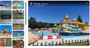 a collage of pictures of a water park at Domek w niebie in Kazuń Bielany