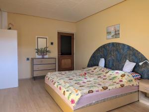 a bedroom with a large bed and a dresser at Hoffman Apartment in Balatonszárszó