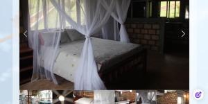 a bedroom with a bed with a mosquito net at Mahale Resort - Casa 1 in Jangamo