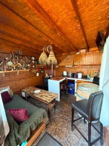 a kitchen and a living room with a couch and a table at Casa Doros in Eforie Sud +19 photos