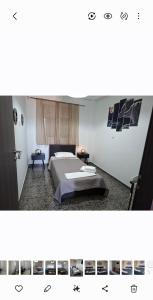 two pictures of a bedroom with a bed in a room at Renas home in Anavyssos