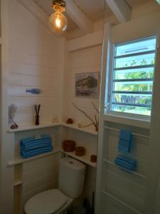 a bathroom with a toilet and a window at villas courbaril in Saint-Louis +20 photos