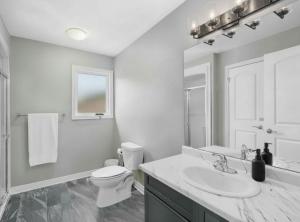a white bathroom with a toilet and a sink at PEAK AND PINE GETAWAY in Eden