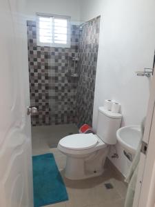 a bathroom with a toilet and a sink at SDQ Apartamento in Los Tres Ojos de Agua