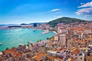 an aerial view of a city and a harbor at Guest House Elizabeta in Split +15 photos