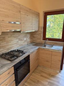 a kitchen with a stove and a sink at Vale house in Monte San Biagio +5 photos