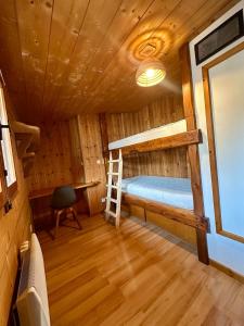 a bedroom with a bunk bed in a cabin at Appartement L'argentiere la bessée in LʼArgentière-la-Bessée