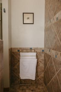 a bathroom with a shower with a toilet in it at El Ranchito Alegre Private 3BR Home in Historic Corrales in Corrales +35 photos