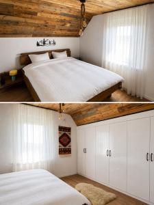 a bedroom with a large bed with white cabinets at Topli kutak Golija in Novi Pazar