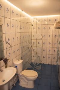 a bathroom with a toilet and a sink at La Casona Santa Fe in Santa Fe de Antioquia