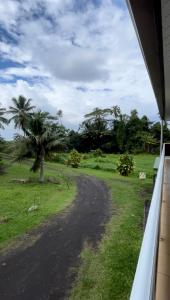 a road leading to a field with palm trees at Studio indépendant in Otutara