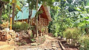 a garden in front of a house with trees at Nature Bliss Ella in Ella