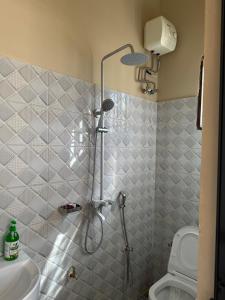 a bathroom with a shower and a toilet at Ngara Sleasure in Songea +16 photos