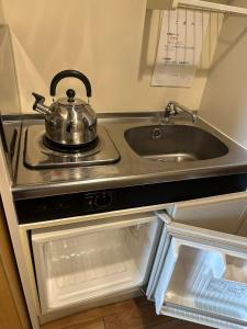 a kitchen with a sink and a pot on a stove at ACE INN Itabashi in Tokyo