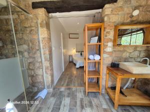 a bathroom with a sink and a glass shower at Villa Arca in Les Arcs sur Argens +121 photos
