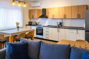 a kitchen with a couch and a table in a kitchen at Apartment Mamma in Začretje