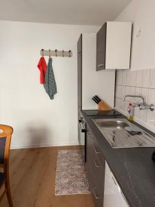 a kitchen with a sink and a counter top at Ferienhaus Vinzenze in Ediger-Eller
