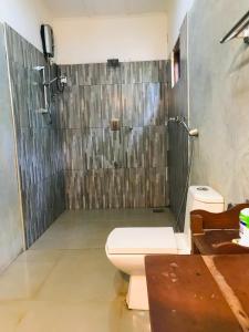 a bathroom with a toilet and a shower at Villa Habarana in Habarana