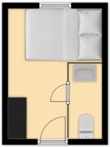 a floor plan of a small house with a lamp at Ďurkovec Centrum in Spišské Tomášovce