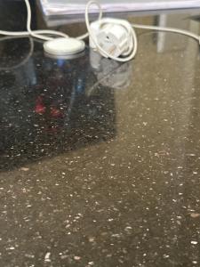 a counter top with two bottles on top of it at Manwel el ga7d in Giza