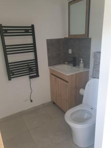 a bathroom with a toilet and a sink at Independent studio Varages in Varages