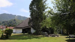 a white house with a tree in the yard at Glöcknerhaus in Sankt Gallen