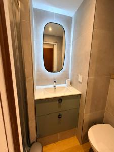 a bathroom with a sink and a mirror at Le 400 BIS in Bourg-Saint-Maurice