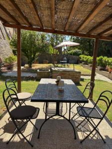 a table and chairs sitting under a pergola at Principessa in Panicale