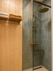 a shower with a shower head in a bathroom at Le Spot - Capbreton - Au calme et à deux pas de la mer in Capbreton +12 photos