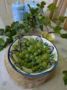 a bowl of green grapes on a table at Casa Ti Mielga in Ayoó de Vidriales +24 photos