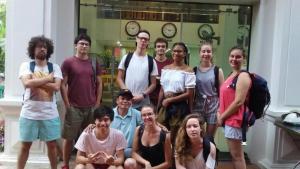 a group of people posing for a picture at Hoàng Phúc home - restaurant in Cat Ba