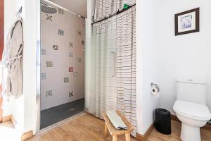 a bathroom with a toilet and a shower at Casa Huertas del Palmar in Teror +32 photos