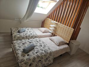 a bedroom with two beds and a window at Gîte MARS in Torcenay