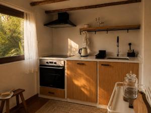 a kitchen with a stove and a sink at Casa do Moinho da Insua in Várzea Cova +13 photos