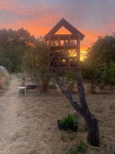 a gazebo sitting on top of a tree branch at Belle vue étoilée in Saint-Ouen