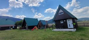 a small house with a playground in a field at Apartman Jegdic-Zabljak in Žabljak