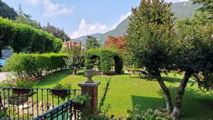 a garden with a fence and a tree at B&B MAST Apartment Suite in San Pellegrino Terme