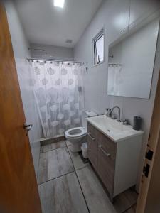 a bathroom with a toilet and a sink at Aires de la costa Renovado in Neuquén