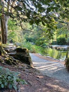 a path next to a river with some trees at Maison de vacances Ty Kornog in Pont-Aven